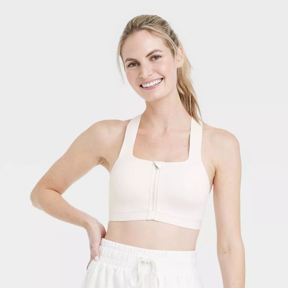 All In Motion Sports Bra Size 34DD Off White *